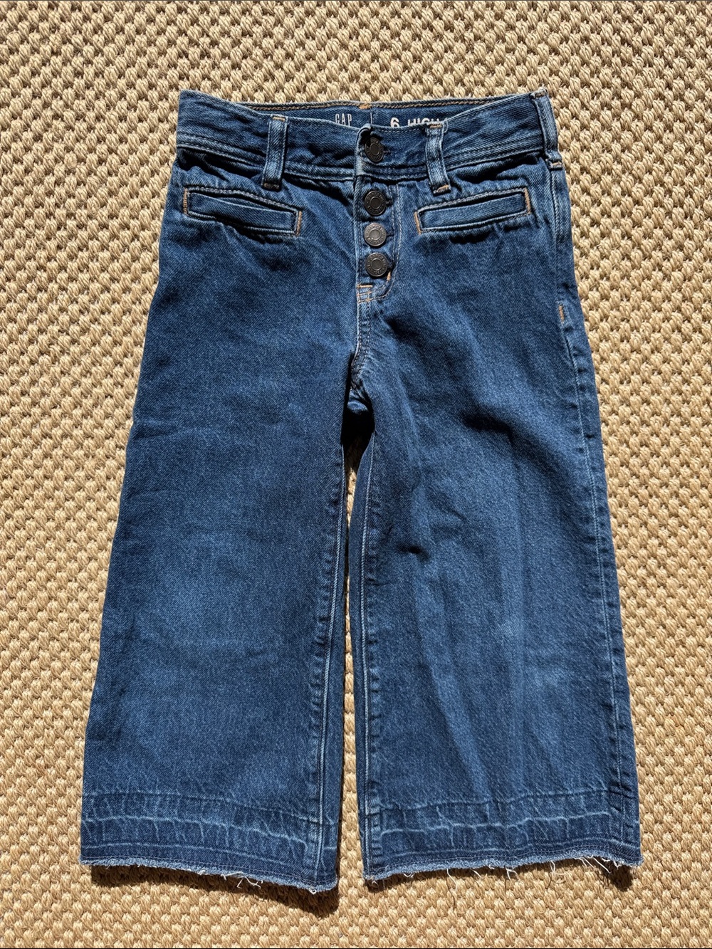 GAP Kids girls Dark Blue Wide Leg Button-Front Jeans size 6 years old